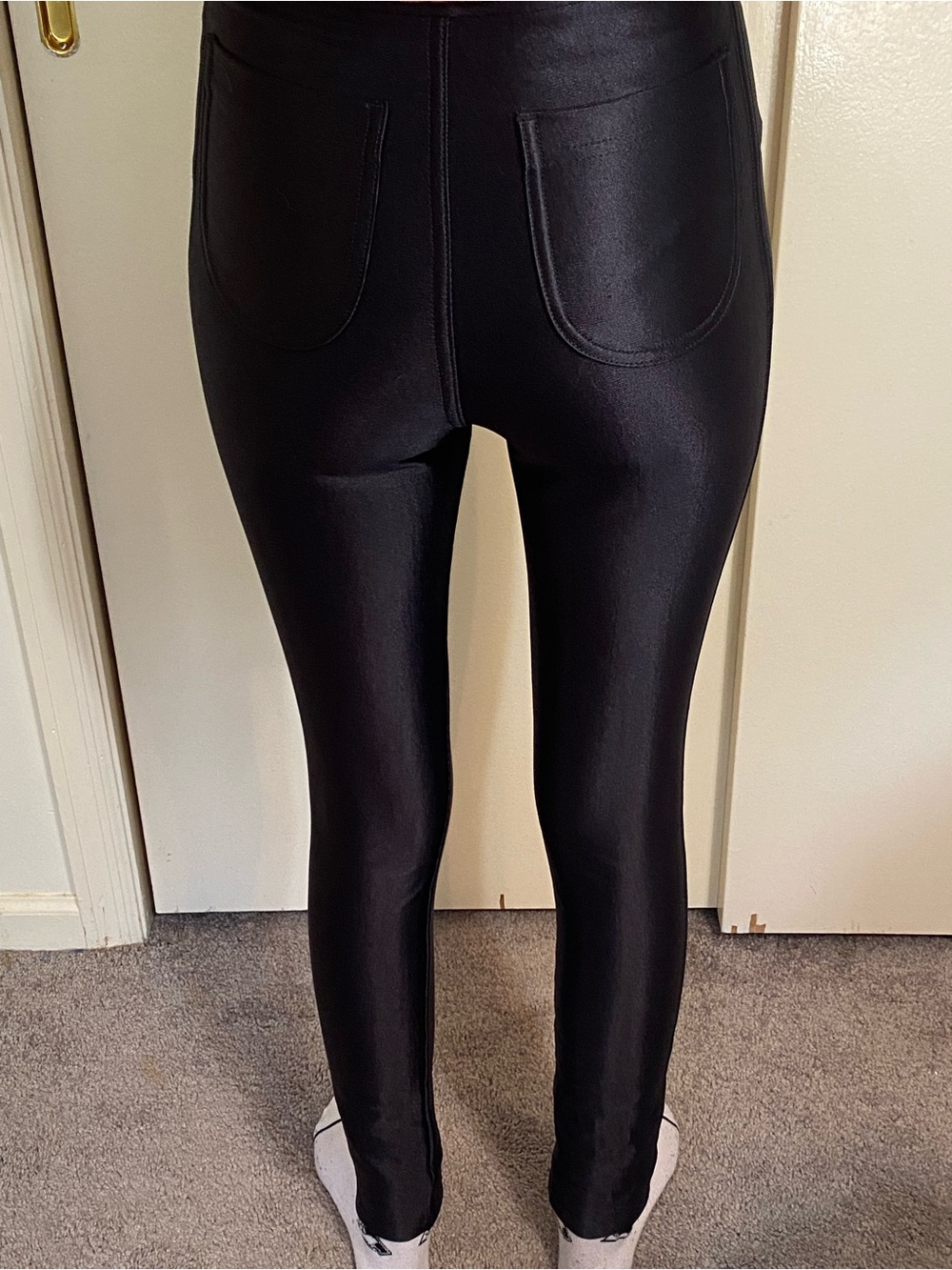 American Apparel disco pant shiny high-waisted Leggings size XS NWOT button zip - Picture 7 of 8